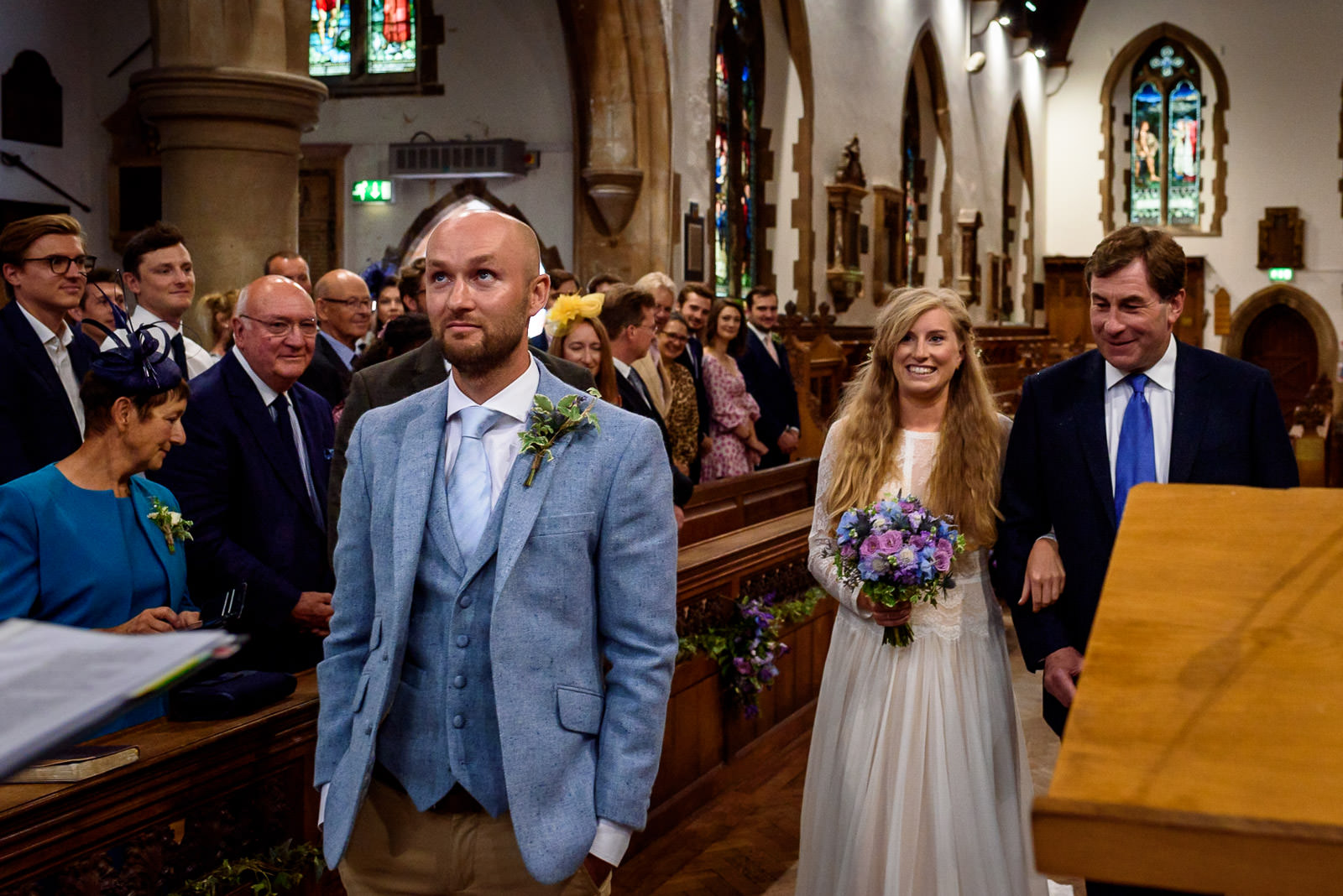 Bride walking down the aisle at Brighton College Wedding