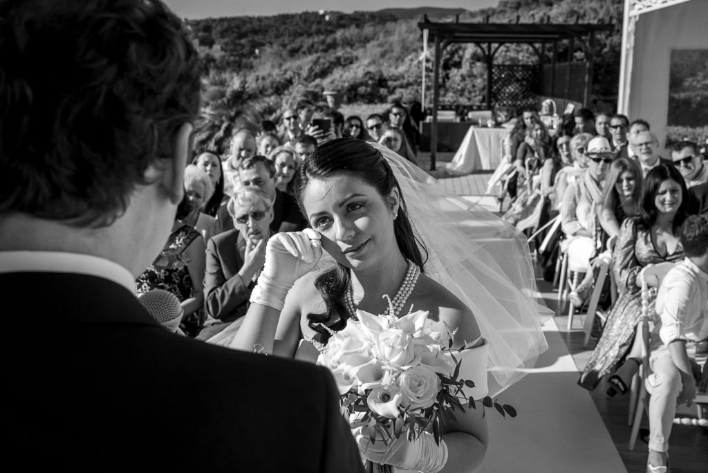 Emotional ceremony at destination wedding in Castiglioncello Italy
