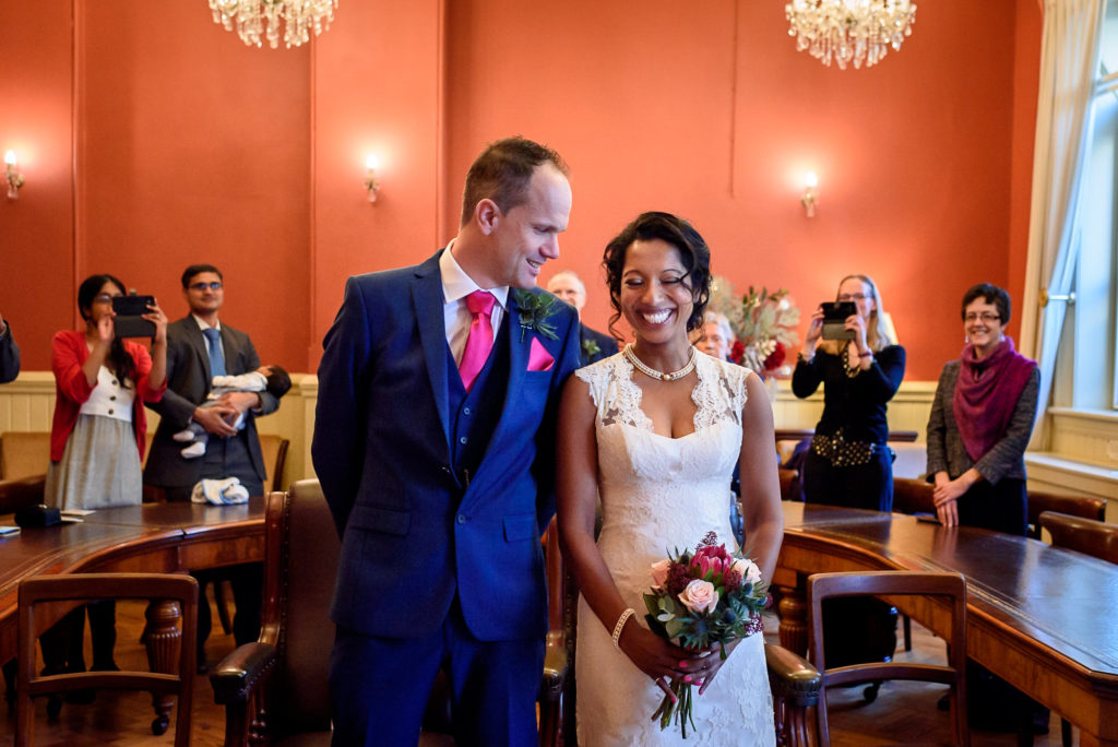 Bride and groom at Brighton Town Hall Regency Room