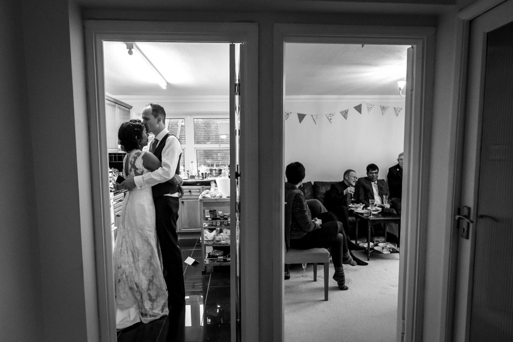 couple having their wedding reception at home