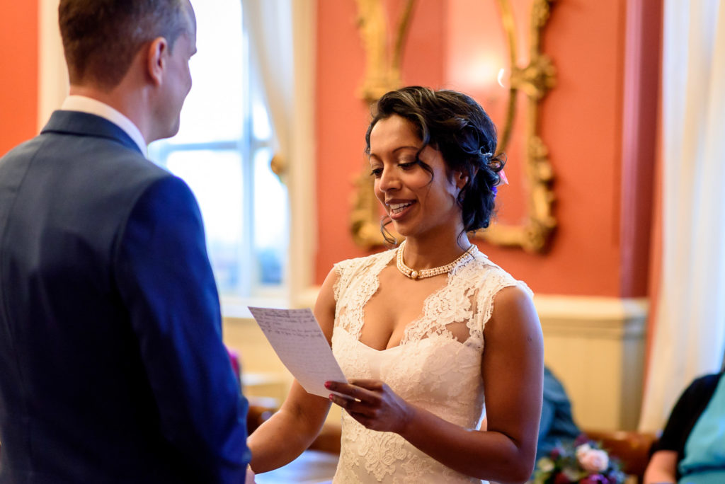 Bride making vows at Brighton Town Hall wedding