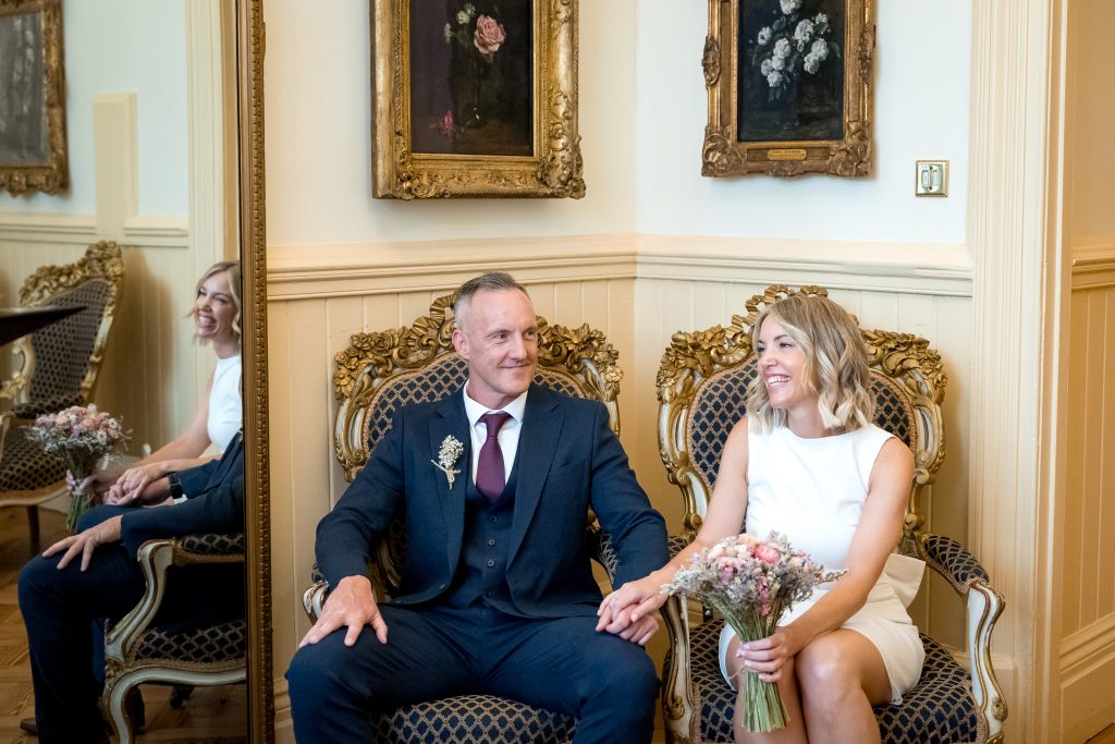 couple getting married at Brighton town hall in Floral Room