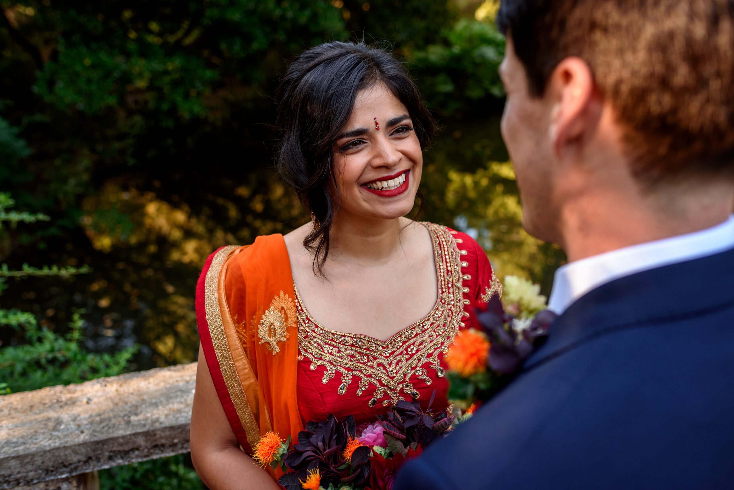 indian bride taking photos in Peckham Rye Park
